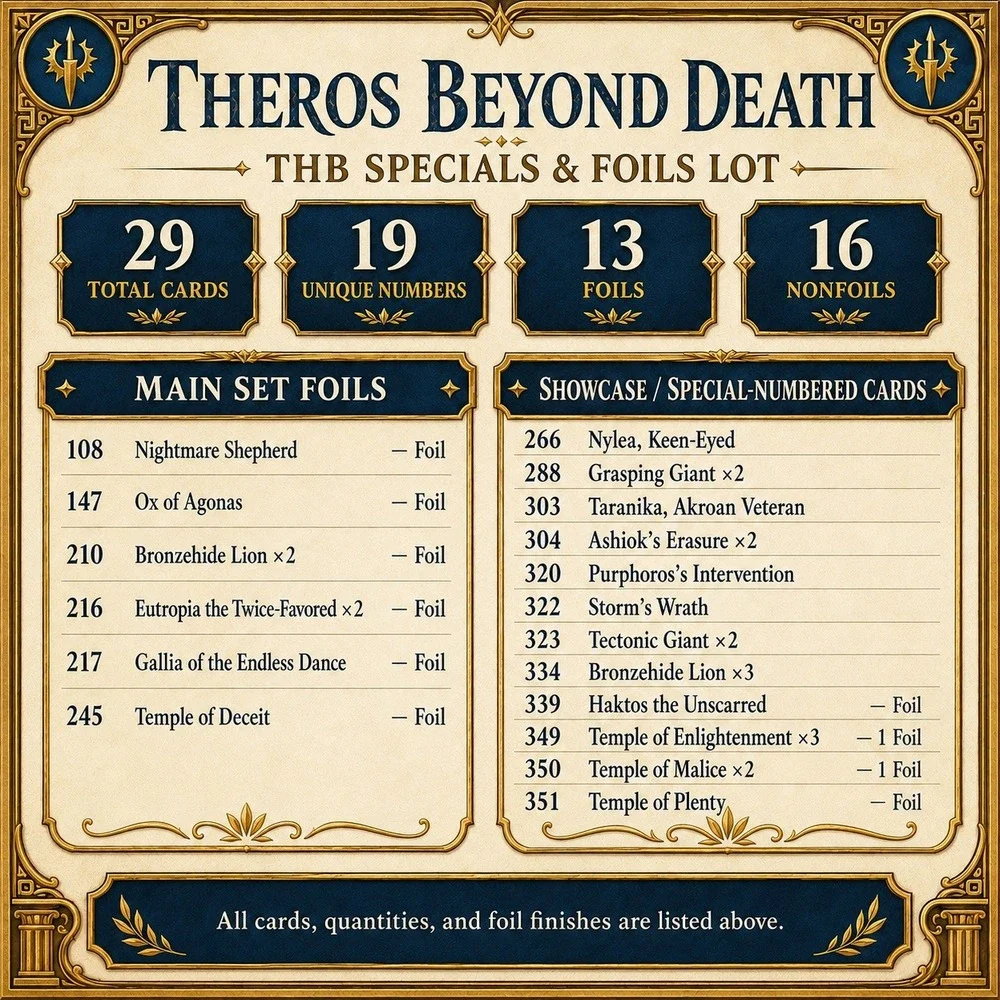MTG Theros Beyond Death 29 Card Lot Foils Showcase Nylea Nightmare Shepherd THB